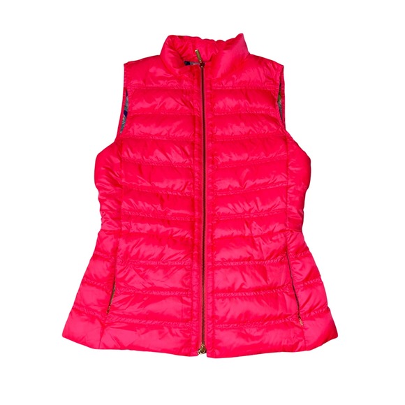 Lilly Pulitzer Jackets & Blazers - Lilly Pulitzer Womens Neon Pink Quilted Peplum Puffer Vest Floral Lining Small